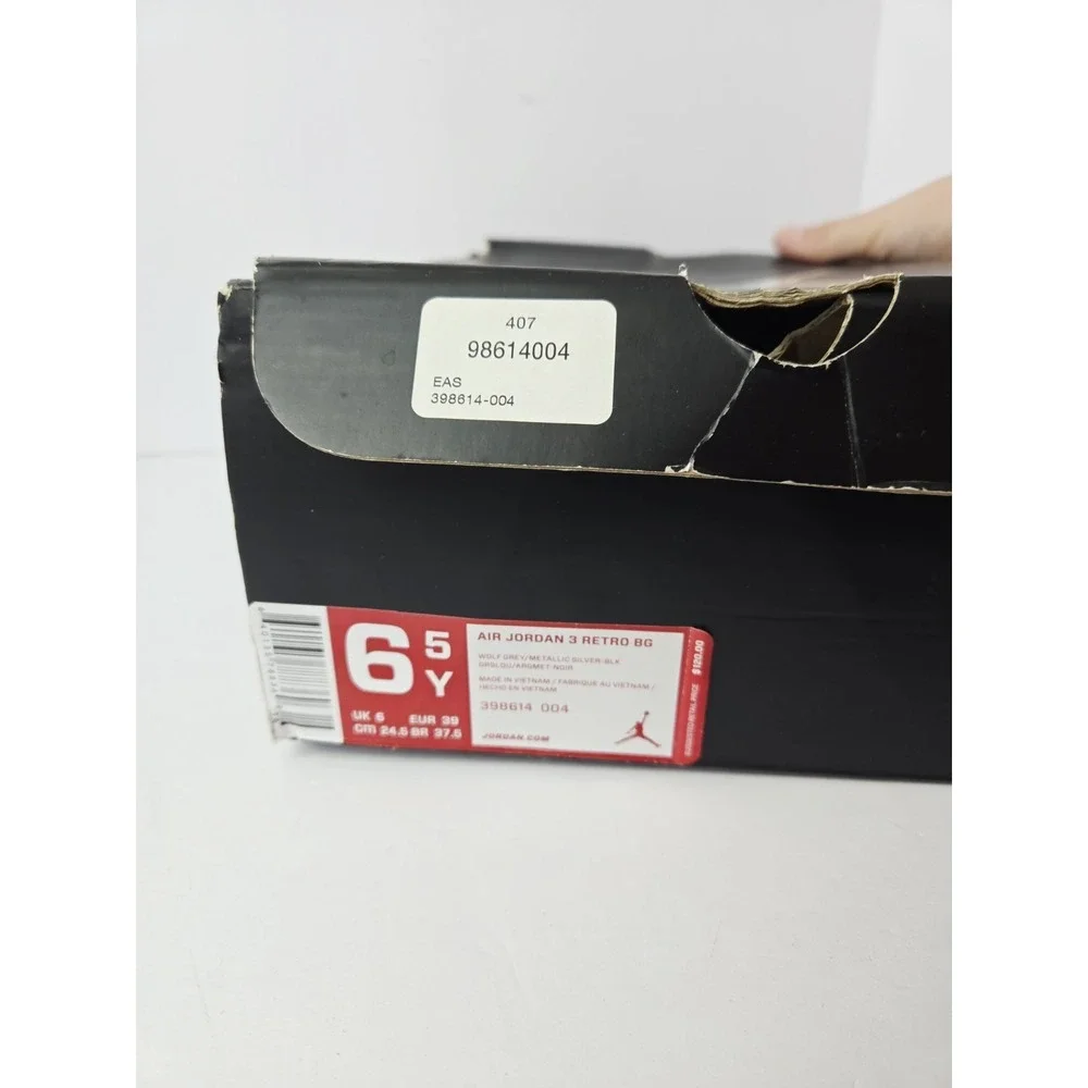 Nike Air Jordan 3 Retro‎ BG 6.5 youth grey silver